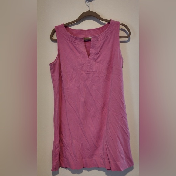 New York & Company Pink V-Neck Dress – XL Sleeveless Stretch Barbiecore Cotton - Picture 3 of 13